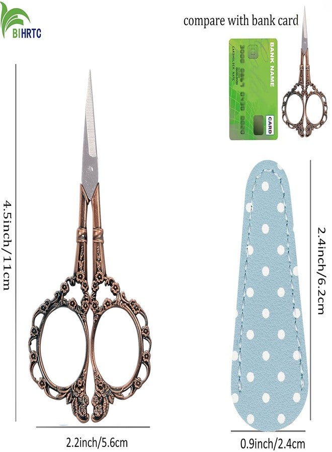 BIHRTC 4.5inch Embroidery Scissors Small Multipurpose Scissor with Leather Case Sharp Tip Stainless Steel Scissors Shear for Office Home Sewing Supplies Cross Stitch Needlework DIY - Image 2