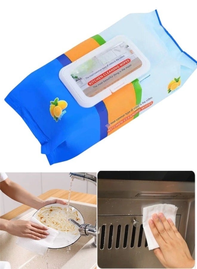 80 pcs Strong Decontamination Kitchen Cleaning Wipes Degreasing Kitchen Wipes - Image 2