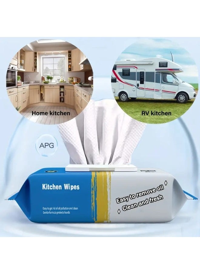 Generic - 60pcs Strong Decontamination Kitchen Cleaning Wipes Degreasing Kitchen Wipes - Image 1