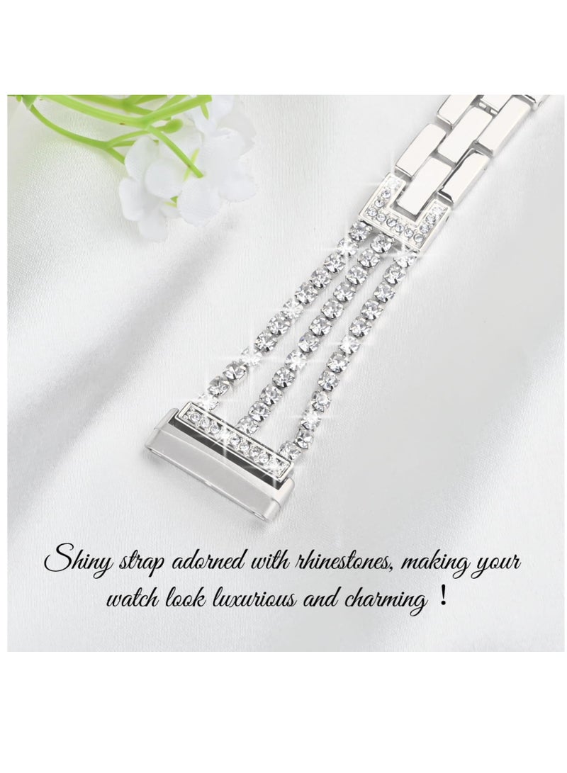 Excefore for Fitbit Versa Bands, Compatible with Fitbit Versa 3/Versa 4/Sense and Sense 2 Smart Watch, Bling Diamond Stainless Links Bracelet for Women Girl - Image 4