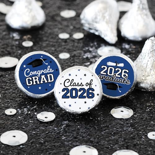 DISTINCTIVS Class of 2026 Graduation Candy Stickers for Chocolate Drops Blue Grad Party Favors  216 Count - Image 5