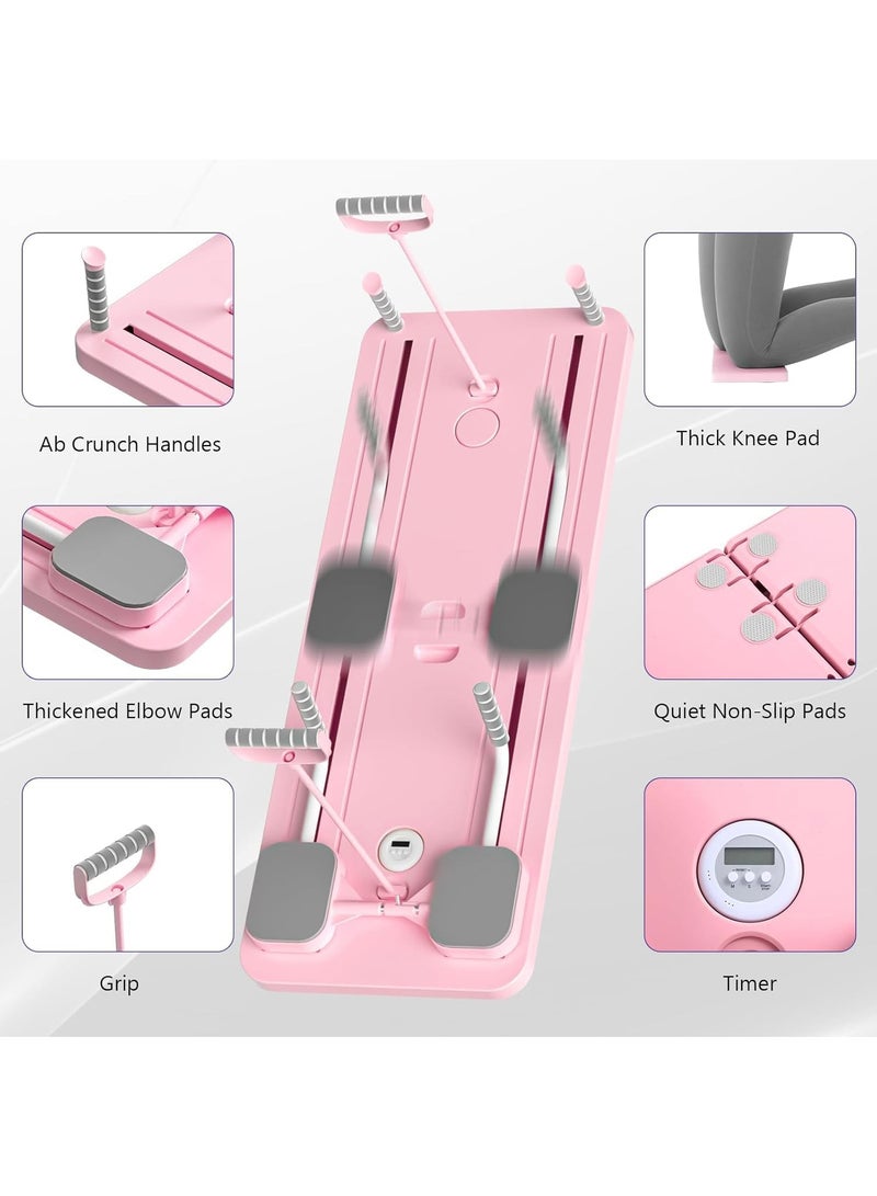 5 in 1 Pilates Board, Pilates Reformer with Timer and Phone Holder, Foldable Pilates Machine and Equipment for Home Use and Gym Workout, Suitable for Advanced Users and Beginners