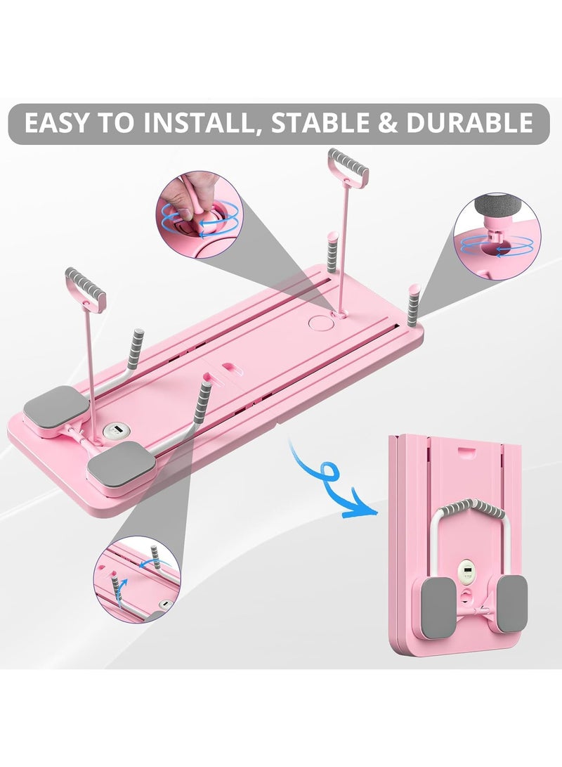 5 in 1 Pilates Board, Pilates Reformer with Timer and Phone Holder, Foldable Pilates Machine and Equipment for Home Use and Gym Workout, Suitable for Advanced Users and Beginners