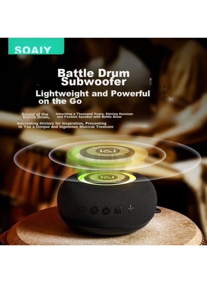 SOAIY S75 Bluetooth Speaker, Home Wireless Mini Speaker, Small Outdoor Camping War Drum, Subwoofer, Heavy Usb Drive, Car Computer High-quality Sound, Payment Collection, Large Horn, Gift For Men And Women, Black - Image 1