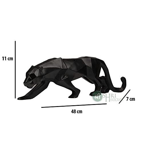 INDICAST 19" Abstract Black Panther Sculpture Figurine Handicraft Home Desk Decor Geometric Resin Wildlife Leopard Statue Craft (Black) - Image 3
