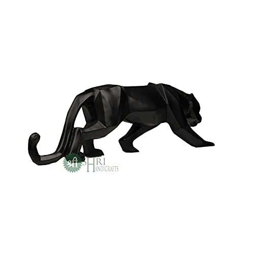 INDICAST 19" Abstract Black Panther Sculpture Figurine Handicraft Home Desk Decor Geometric Resin Wildlife Leopard Statue Craft (Black) - Image 2