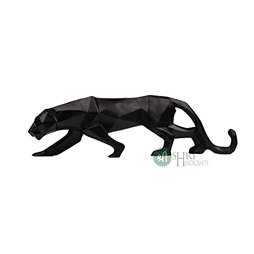 INDICAST 19" Abstract Black Panther Sculpture Figurine Handicraft Home Desk Decor Geometric Resin Wildlife Leopard Statue Craft (Black) - Image 5