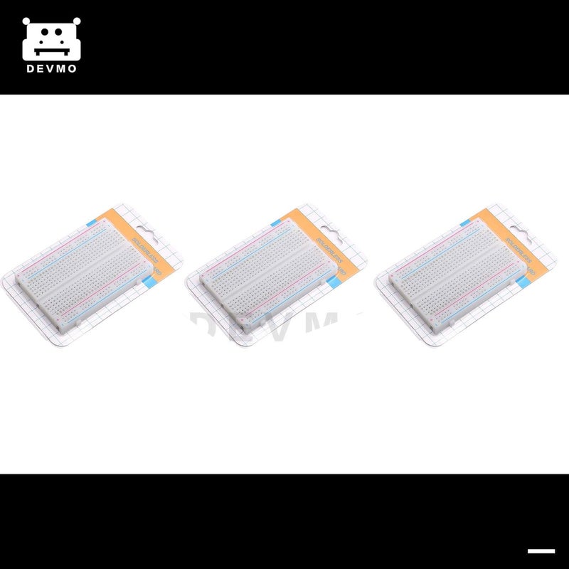 DEVMO 3pcs Mini Solderless Breadboard with 400 Contacts for Electronics Prototyping - Image 3