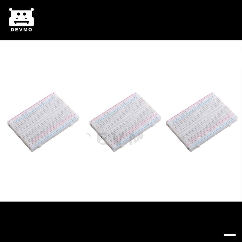 DEVMO 3pcs Mini Solderless Breadboard with 400 Contacts for Electronics Prototyping - Image 2
