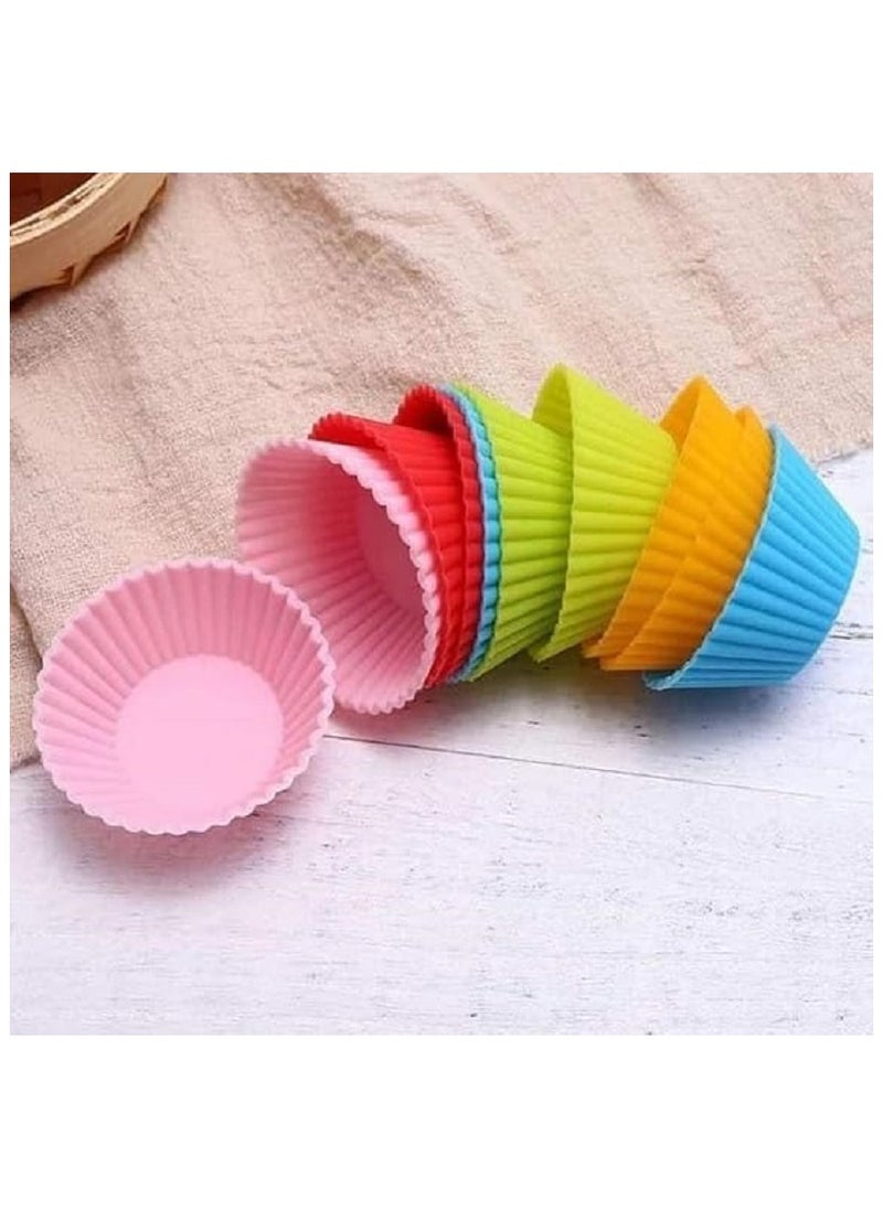 Generic Silicone Cupcake Baking Molds - Non-Stick Baking Molds for Muffin, Chocolate, Desserts - Reusable - 12 Colorful Cupcake Molds  - Image 2