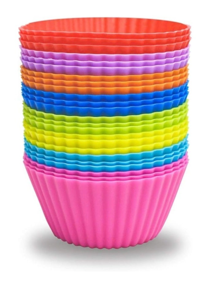 Generic Silicone Cupcake Baking Molds - Non-Stick Baking Molds for Muffin, Chocolate, Desserts - Reusable - 12 Colorful Cupcake Molds  - Image 1