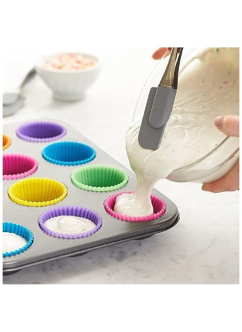 Generic Silicone Cupcake Baking Molds - Non-Stick Baking Molds for Muffin, Chocolate, Desserts - Reusable - 12 Colorful Cupcake Molds  - Image 5