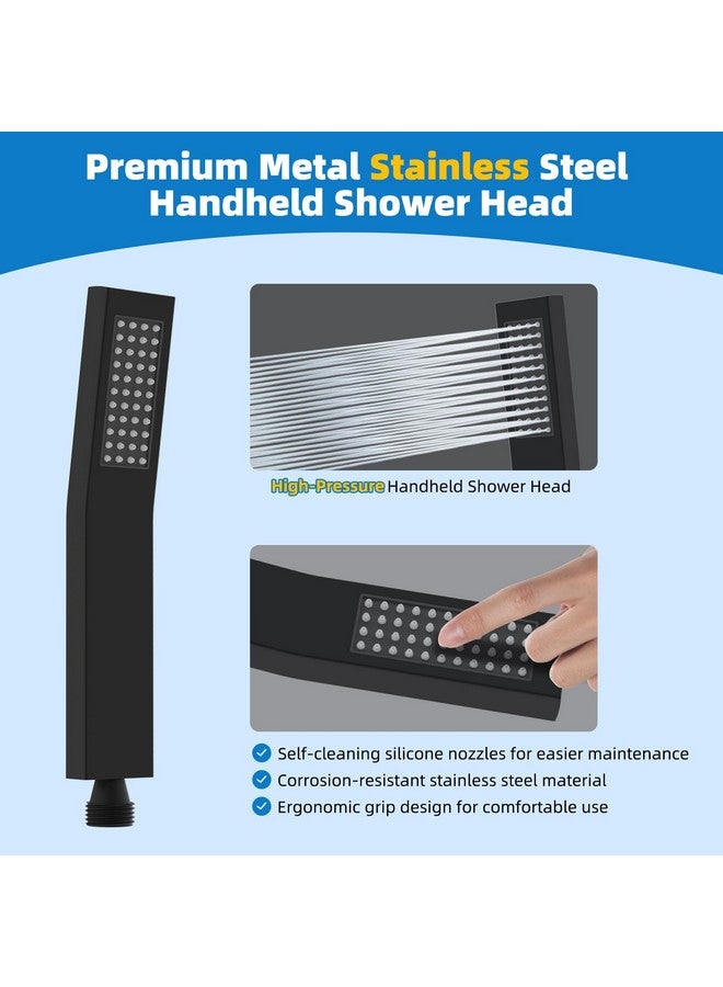 Hibbent All Metal Shower Head, 10'' High Pressure Rainfall Shower Head, Showerhead Combo/Handheld Shower Wand, 12'' Adjustable Curved Shower Extension Arm, 71'' Hose, 2 Shower Holders, Matte Black - Image 5