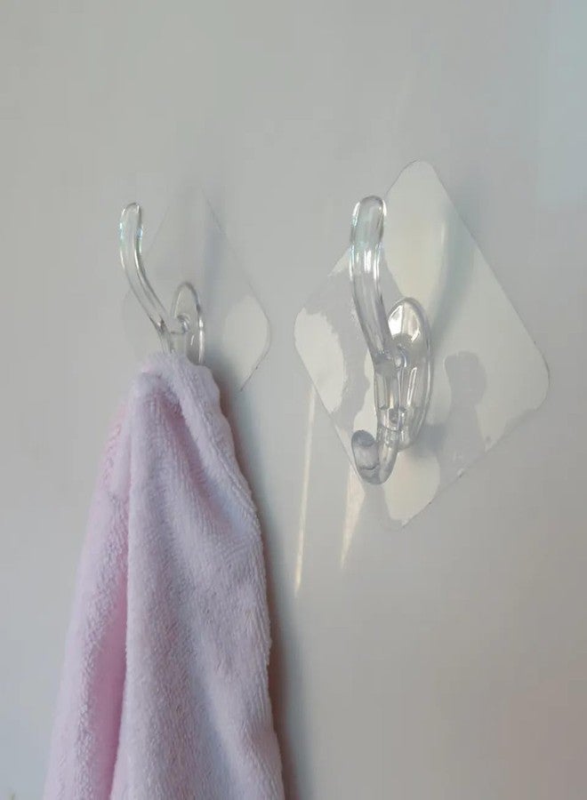 Style Keepers 4Pcs Strong Heavy Duty Self Adhesive Transparent Clear Waterproof Sticker Hooks for Wall Without Drilling Clothes Holder Hanging Towel Hanger Mount Combo for Bathroom Kitchen Office (4, Single Hook) - Image 5