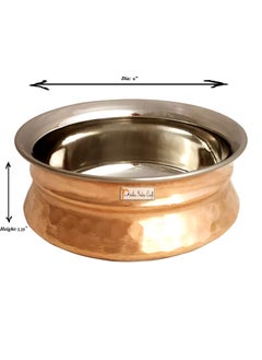 Prisha India Craft Prisha India Craft Hammered Steel Copper Handi Bowl with Serving Spoon Serving Indian Dishes 500 ML Set of 6  - Image 2