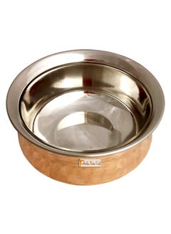 Prisha India Craft Prisha India Craft Hammered Steel Copper Handi Bowl with Serving Spoon Serving Indian Dishes 500 ML Set of 6  - Image 5