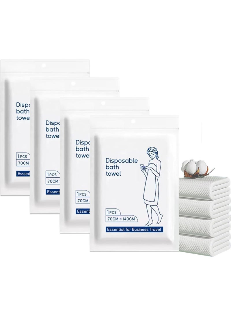Disposable Bath Towels 4 Pcs, 55 x 27.5 Individually Wrapped, Large Thick Absorbent Non-Woven Towels for Travel, Gym, Spa  Hotel Use，Camping Sports Hiking - Image 1