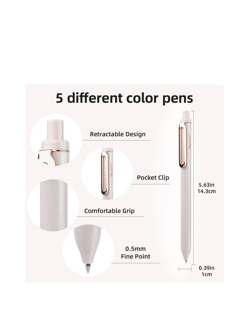 Generic Gel Pens, 5 Pcs 0.5mm Retractable Quick Dry Black Ink Fine Point Rolling Ball Gel Pen, High-End Series Pens for Journaling Note Taking, Smooth Writing, Home School Office Supplies  - Image 2