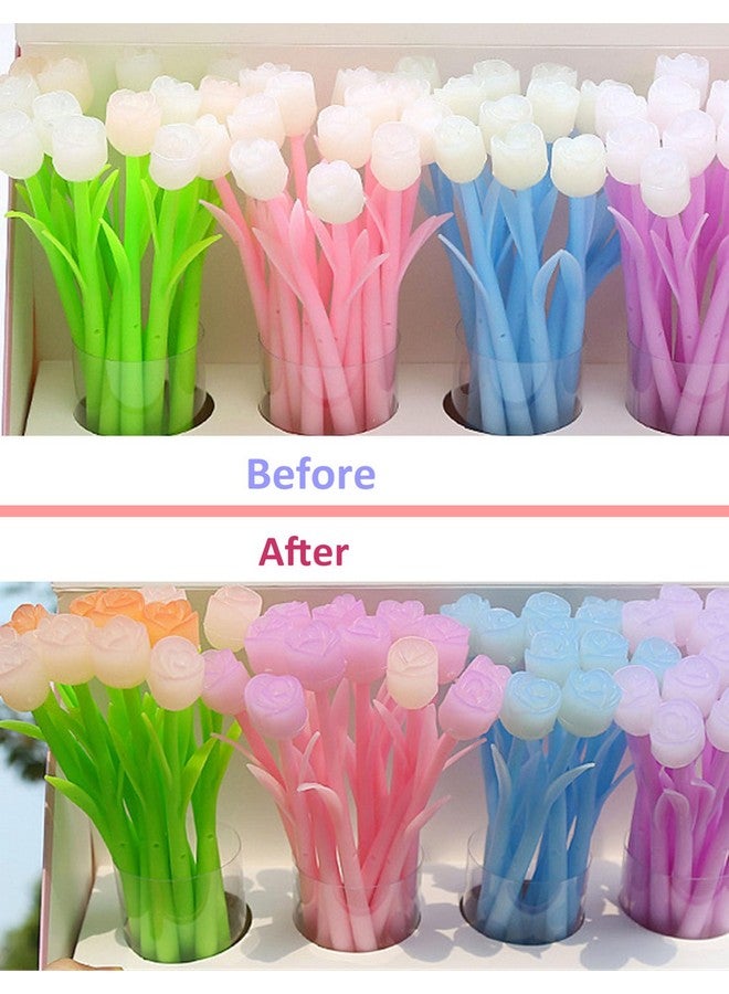 YYaaloa 12PCS Color Changing Rose Flower Pens Novely Fun Gel Ink Pen Bulk for Birthday Party Favors School Classroom Office Girls Presents (12pcs Rose) - Image 3