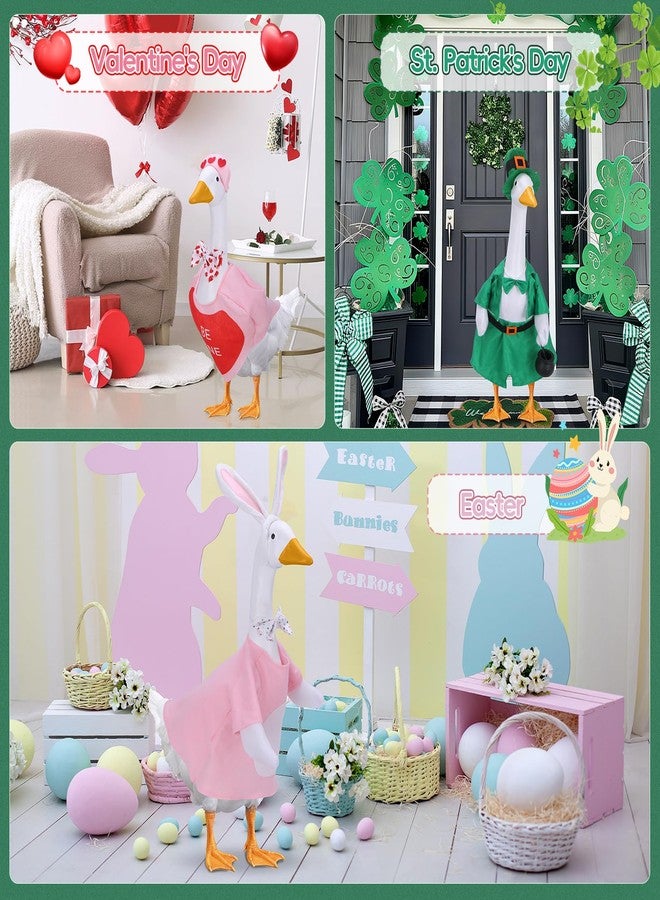 Ddeetodu 8 Set Porch Goose Outfits, Porch Goose Holiday Outfit, Christmas Fall Halloween Summer 4th of July Easter St. Patrick Valentine's Day Lawn Porch Goose Clothing for 23" Lawn Goose Patio Yard Decor - Image 3