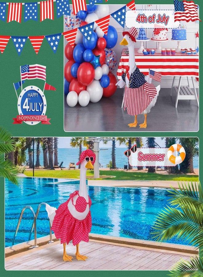 Ddeetodu 8 Set Porch Goose Outfits, Porch Goose Holiday Outfit, Christmas Fall Halloween Summer 4th of July Easter St. Patrick Valentine's Day Lawn Porch Goose Clothing for 23" Lawn Goose Patio Yard Decor - Image 4