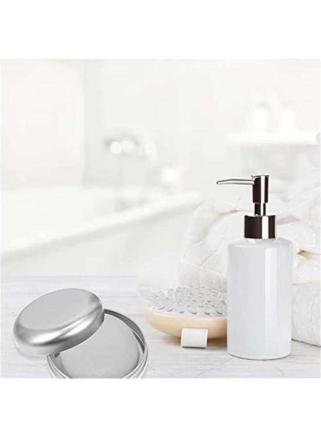 Soap Holder 3pcs Round Metal Tin Box Metal Soap Boxes Container Aluminum Tin Jar Empty Hinged Tins Tea Canisters Metal Tea Tinplate Candy Storage Jars Sugar Bowl Spices 100ml Soap Dish  - Image 3