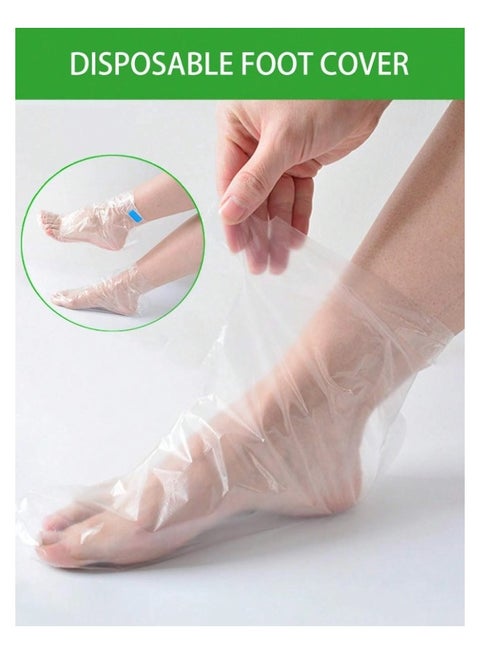100pcs Paraffin Bath Liners for Foot,Disposable Plastic Foot Covers for feet for Foot Moisturizing,Foot Spa Covers for Women, Feet Care Socks,Moisturizing Foot Bags (A-Transparent Color)
