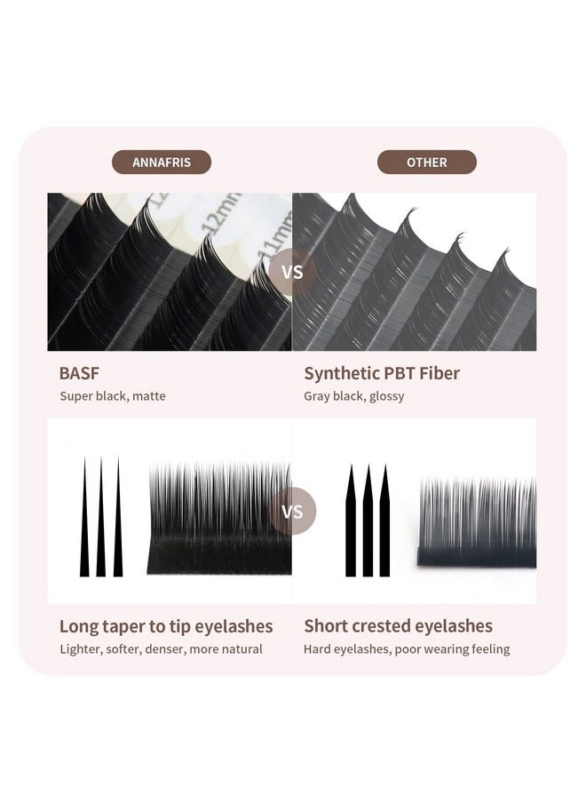 ANNAFRIS L/L+/Lc/Ld/Lu(M) Curl Individual Eyelash Extension Natural Synthetic Mink Matte Black False Lashes Extension Faux Cils Maquillage (Lu Curl, 0.10 8-15Mm Mix)  - Image 4