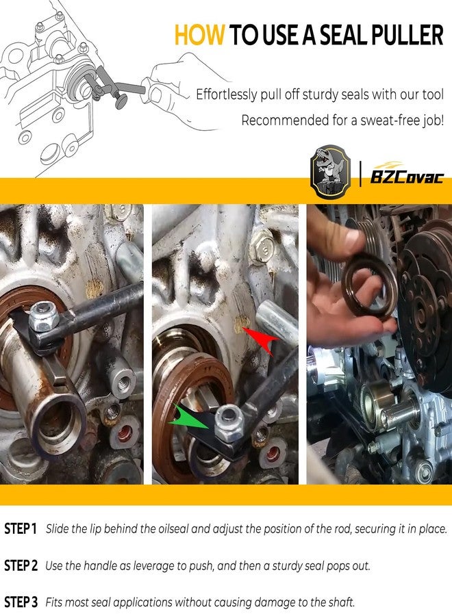 أداة سحب مانع التسرب من نوع عمود Bzcovac 58430 للعديد من تطبيقات الأعمدة/مانعات التسرب، أدوات إزالة مانعات تسرب عمود الكامات وعمود المرفق، أدوات إصلاح السيارات - Image 5