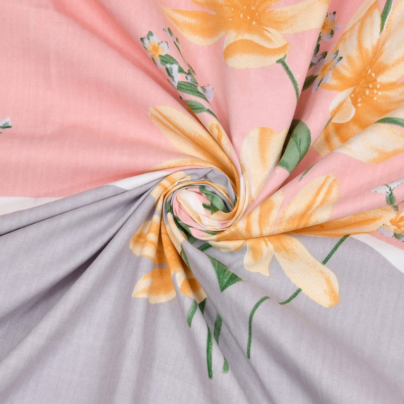 EasyGoods® Super Soft Twilight Floral Bedsheet, Bedsheet for Double Bed King Size, Double Bedsheet with 2 Pillow Covers | Premium Printed Flat Bed Sheet (106x107 inch,Pink) - Image 3