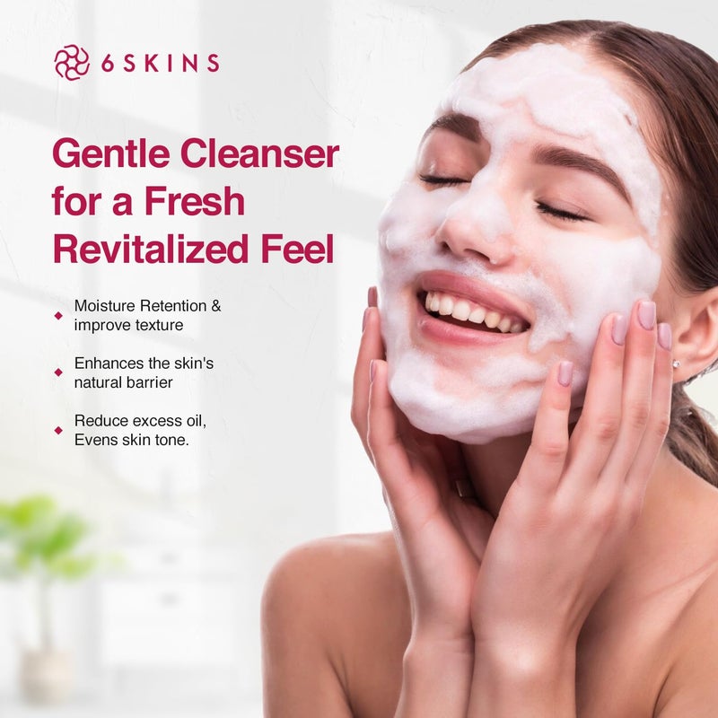 6SKINSÂ® Pore Minimizer Foaming Facial Cleanser â€“ Exfoliating Face Wash with Anti-Sebum P, Niacinamide & Evening Primrose | Gentle Hydrating Korean Face Wash for All Skin Types | 5.07 fl oz - Image 5