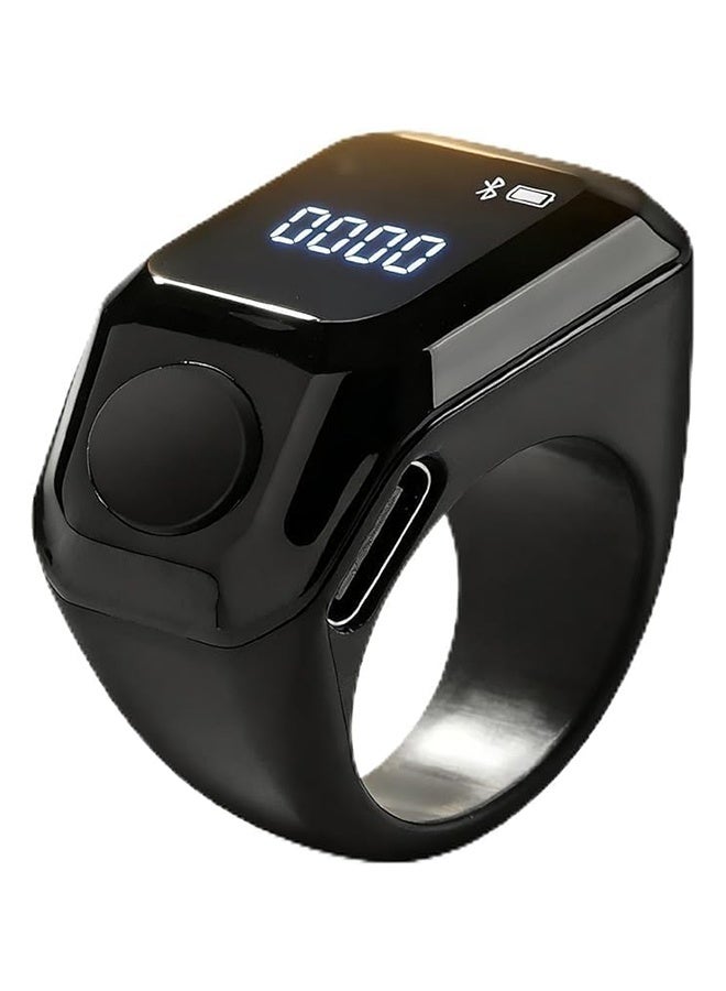 BSTWSH Zikr Counter, Smart Zikr Ring, 22mm Muslim Tasbih Counter & Prayer Time Alert, Waterproof Smart Wearable in Elegant, Black - Image 1