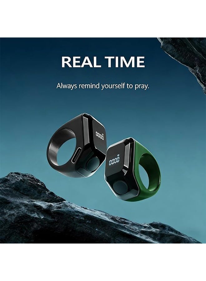 BSTWSH Zikr Counter, Smart Zikr Ring, 22mm Muslim Tasbih Counter & Prayer Time Alert, Waterproof Smart Wearable in Elegant, Black - Image 2