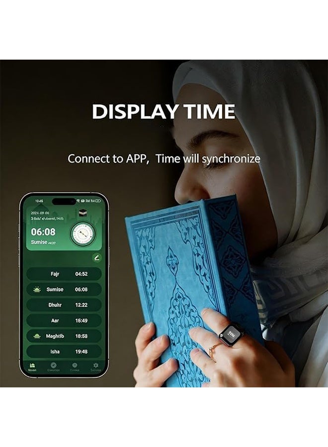 BSTWSH Zikr Counter, Smart Zikr Ring, 22mm Muslim Tasbih Counter & Prayer Time Alert, Waterproof Smart Wearable in Elegant, Black - Image 4