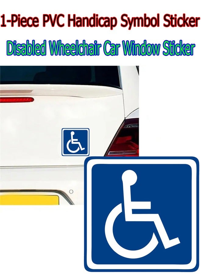 1-Piece PVC Handicap Symbol Sticker,Disabled Wheelchair Car Window Sticker,Wall and Staircase Obstacle Symbol Sticker,Diameter 13cm - Image 1