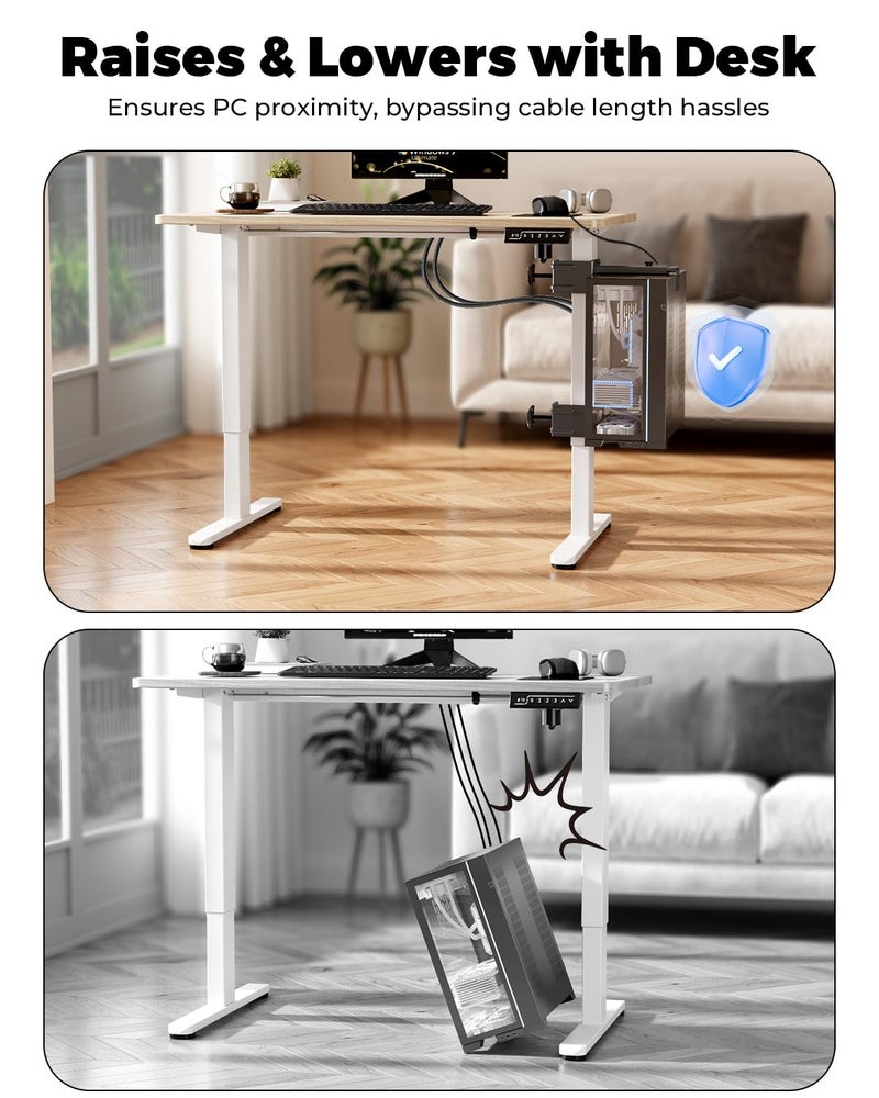 JOY worker Under Desk PC Mount for Standing Desk, Clamp-On Desk Leg Computer Mount, No Drilling, Adjustable Computer Case CPU Holder Holds Up to 44lbs, Black PC Tower Mount - Image 4