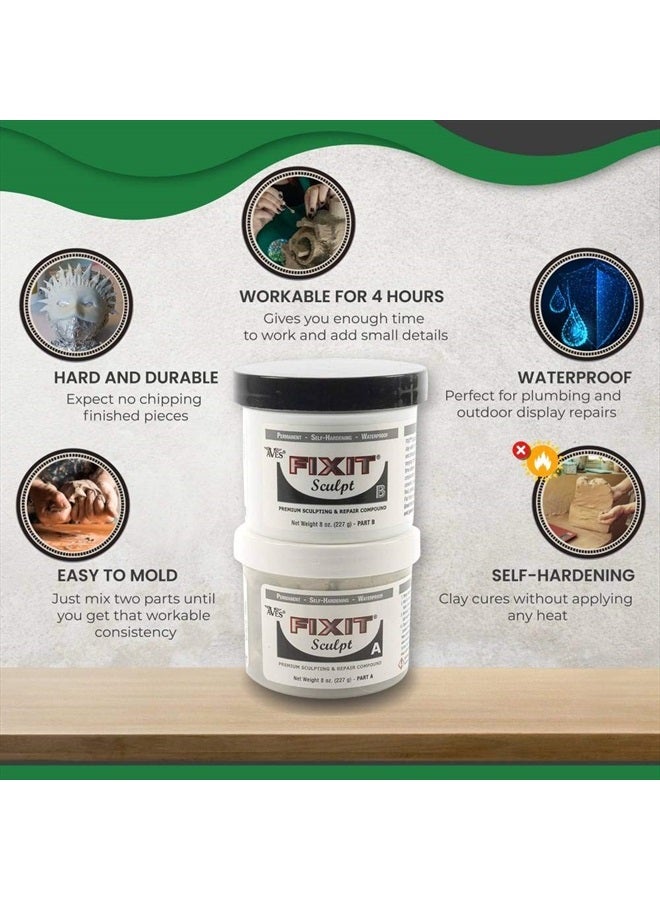 Aves Self Dry Sculpture Modeling Compound for Repairs and Intricate Sculpting - Air Hardening Epoxy for Repair Clay with 2 Part Modeling Clay Compound - Aves - Fixit Sculpt - 1 Pound - Image 3