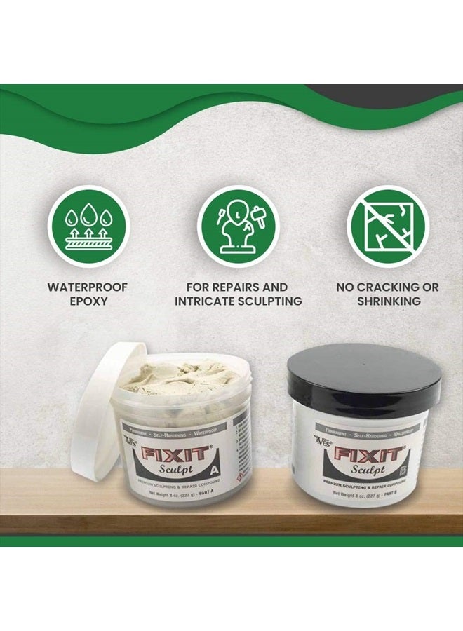 Aves Self Dry Sculpture Modeling Compound for Repairs and Intricate Sculpting - Air Hardening Epoxy for Repair Clay with 2 Part Modeling Clay Compound - Aves - Fixit Sculpt - 1 Pound - Image 2