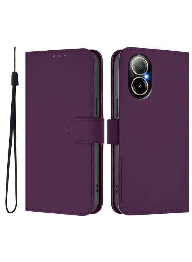 اس-توب جراب لهاتف Realme C67 4G Global Skin Feel جراب هاتف من الجلد بلون سادة مع حبل - Image 2