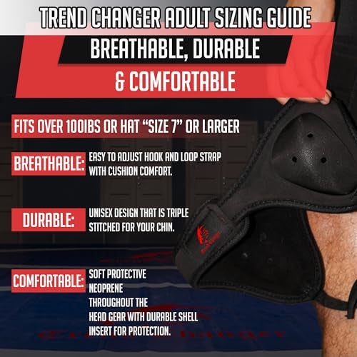 Trend Changer Wrestling Headgear for Kids, Adults Adjustable for BJJ, Grappling, Kickboxing, MMA, Sparring, Training, Jiu Jitsu Cauliflower Ear Helmet (Teens/Adults (25" Max Head Circumference)) - Image 4