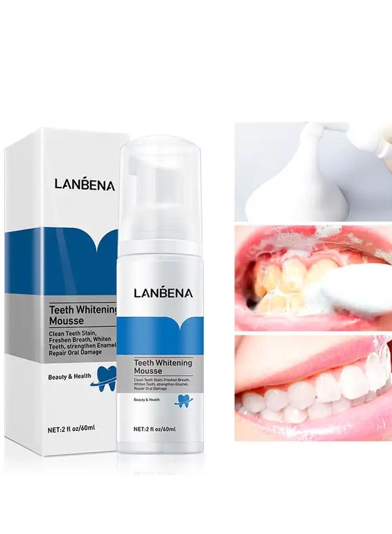LANBENA 60ml Teeth Whitening Essence with Swabs Teeth Whitening Whitening Effect Serum Remove Plaque Stain Oral Cleaner - Image 1