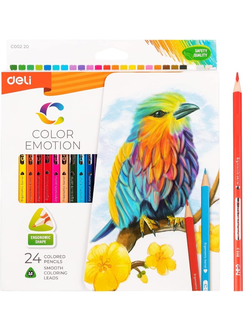 Deli EC00220 Color Emotion Wooden Colored Pencils 24-Pieces - Image 1
