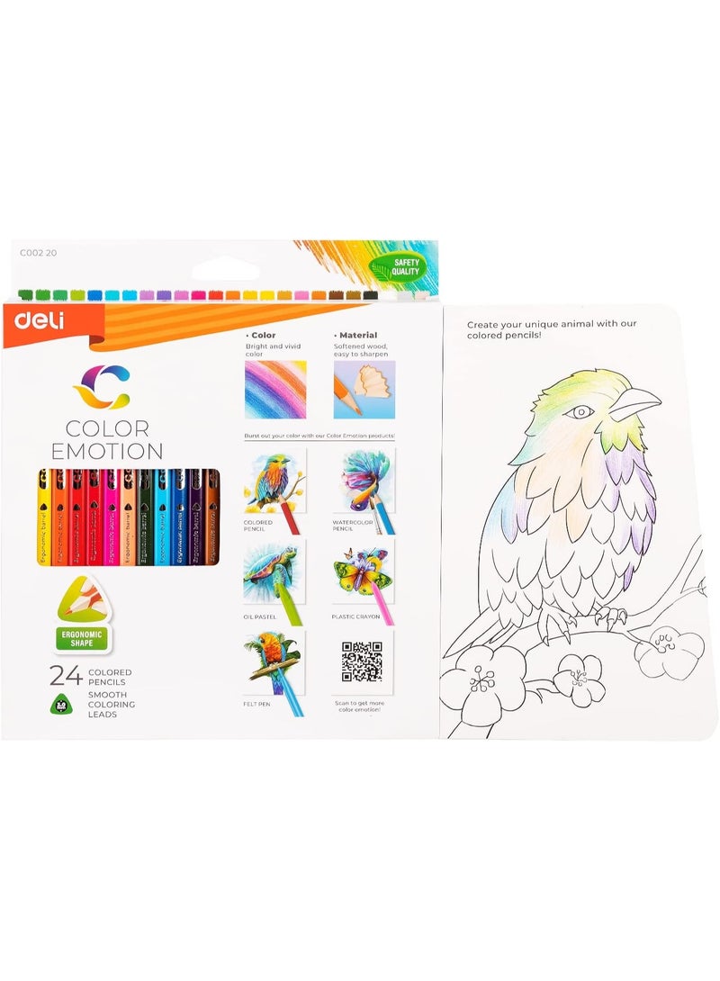 Deli EC00220 Color Emotion Wooden Colored Pencils 24-Pieces - Image 3