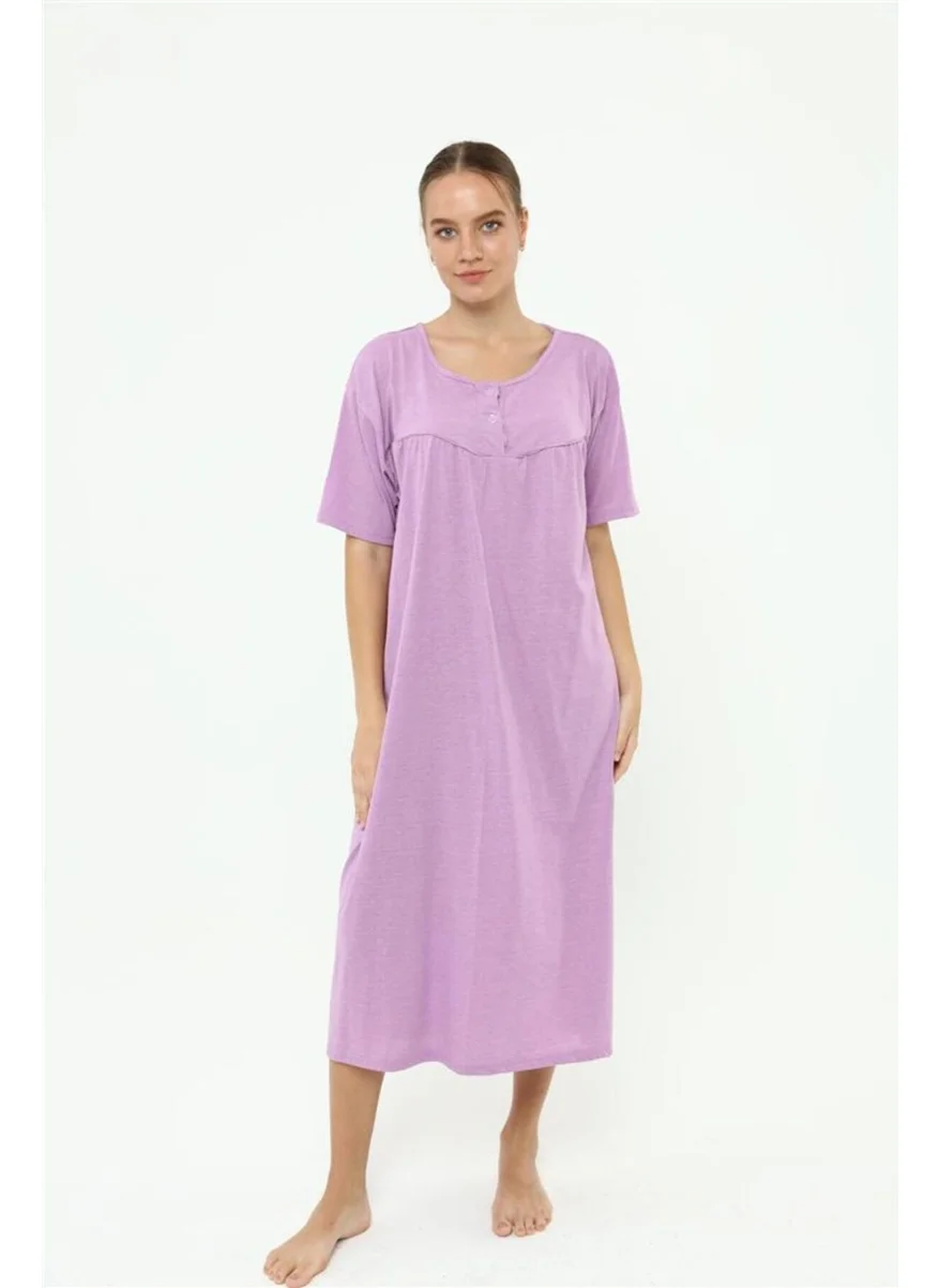Seva Cotton Combed Cotton Large Size Solid Color Nightgown Buttoned Maternity Nightgown