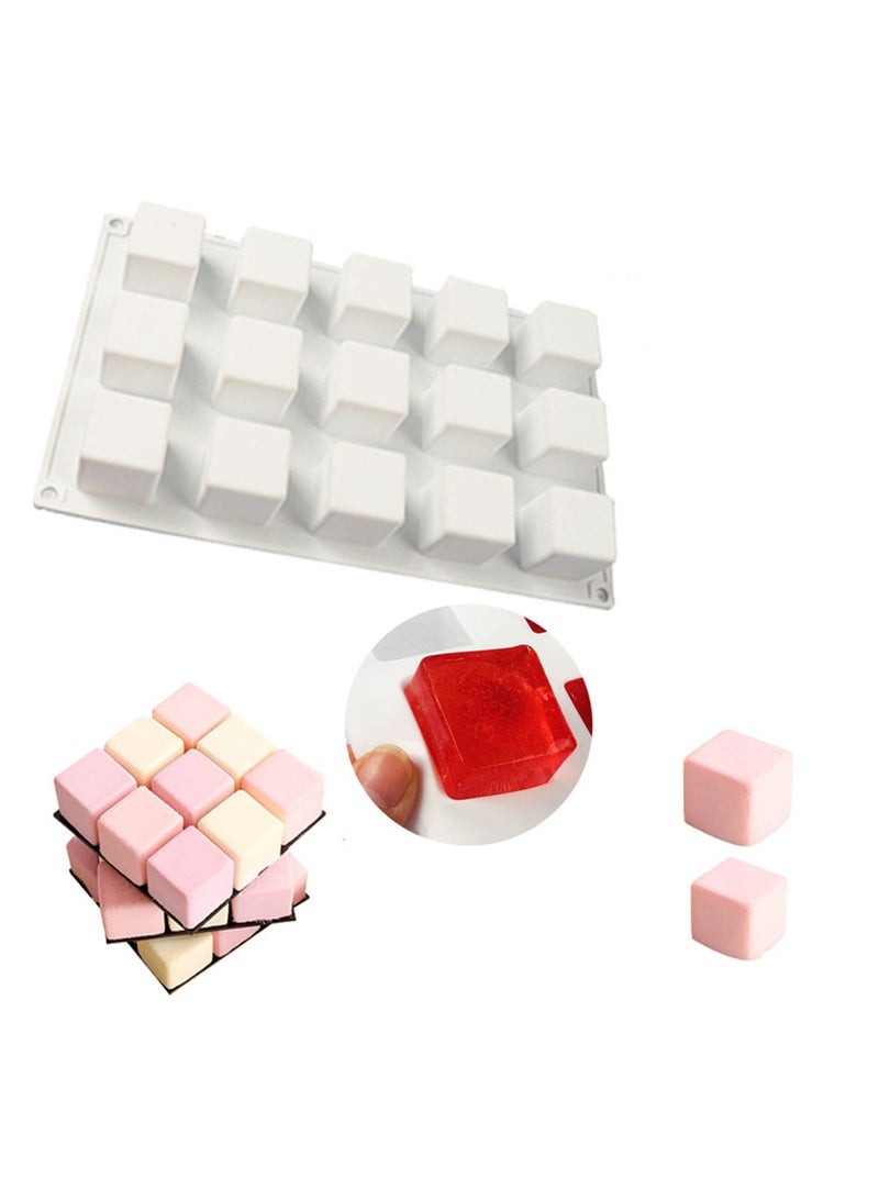 3D مربع مكعب شكل السيليكون قالب موس كعكة الخبز القوالب للكراميل الحلوى الحلوى كعكة الجبن المخروف جيلي براوني الخبز - Image 1