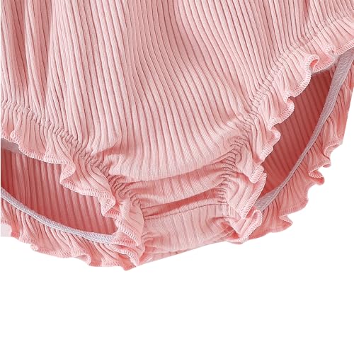 SOBOWO 3-Pack Bloomers for Baby Girls Diaper Covers Ribbed Ruffle Solid Triangle Baby Girl Shorts Summer Toddler Underwear(Rose/Pink/White, 12-18 Months) - Image 4