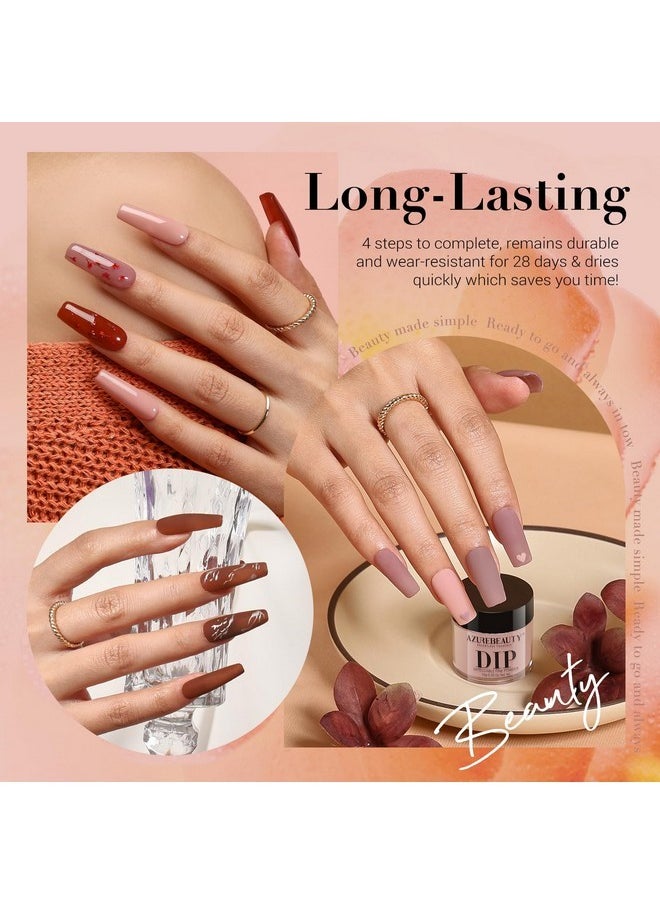 AZUREBEAUTY Floral Dip Powder Nail Kit Starter Fall Winter Nude Brown Grey Dipping Powder Liquid Set With Base Top Coat Activator Dip Dried Flowers For French Nails Art Manicure Diy Salon  - Image 2