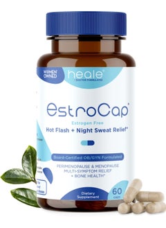 Menopause & Perimenopause Relief - 2 Month Supply Relieves Hot Flash & Night Sweat Symptoms - Black Cohosh, Pure Genistein, Lemon Balm, Valerian Root Supplements for Women, 60 Capsules