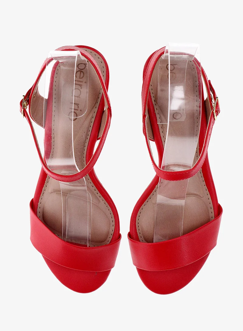 Beira Rio Red Mid Heel Sandals for Women – Stylish & Comfortable Footwear for Any Occasion for Women | Best Price UAE