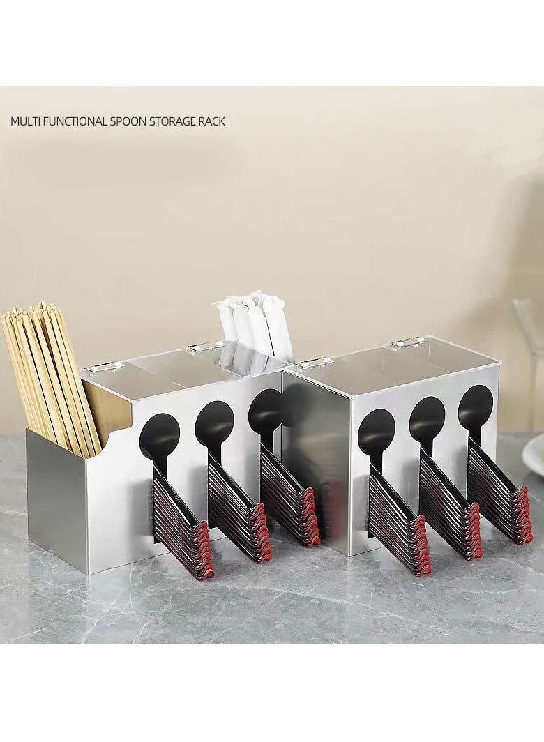 Beauenty 5 Compartment Stainless Cutlery Organizer, Plastic Silverware Holder Caddy, Forks Spoons Knives Dispenser, Flatware Organizer for Restaurant Party Buffet Table Kitchen CounterTop - Image 3